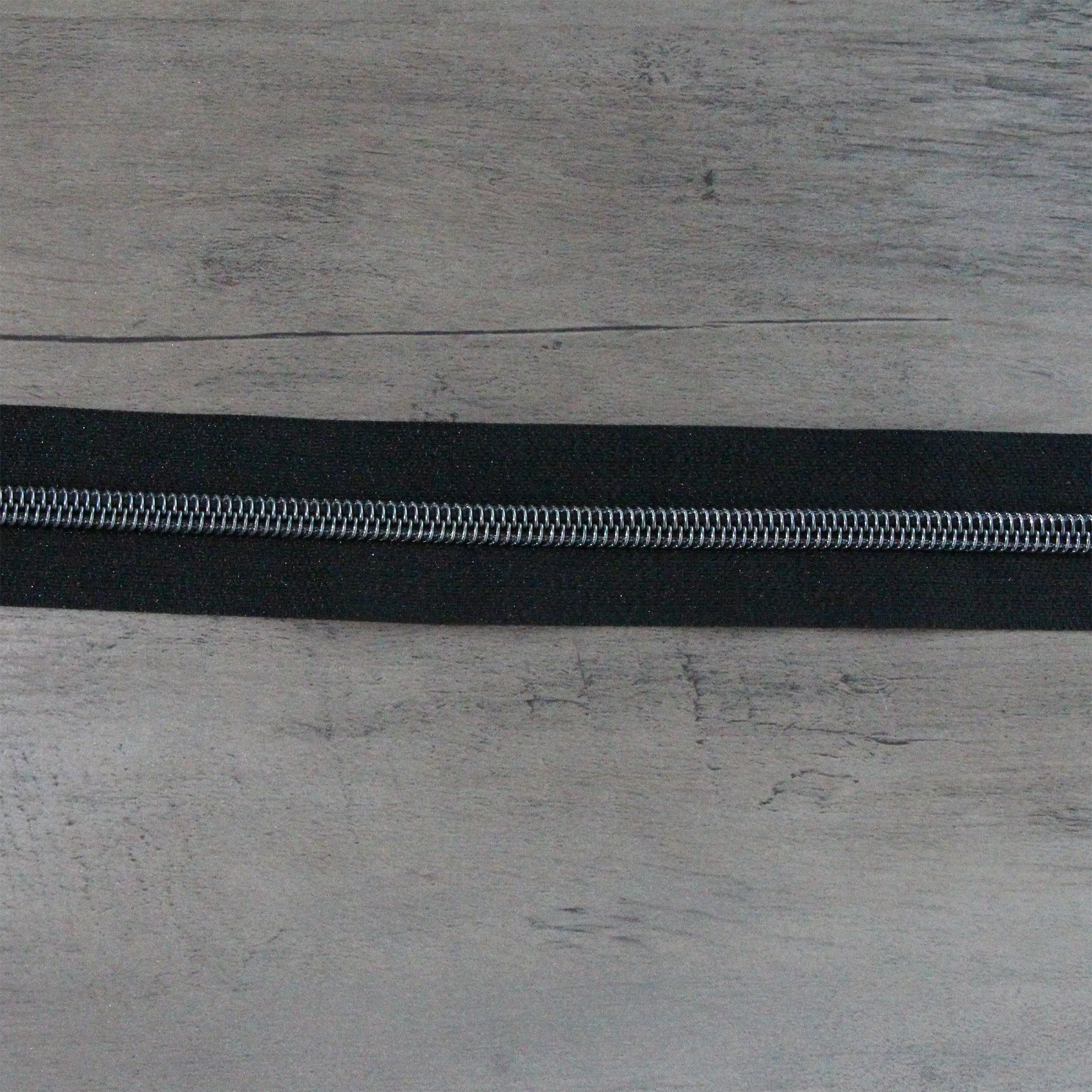 #5 Nylon Black Zipper Tape with Gun Metal Teeth