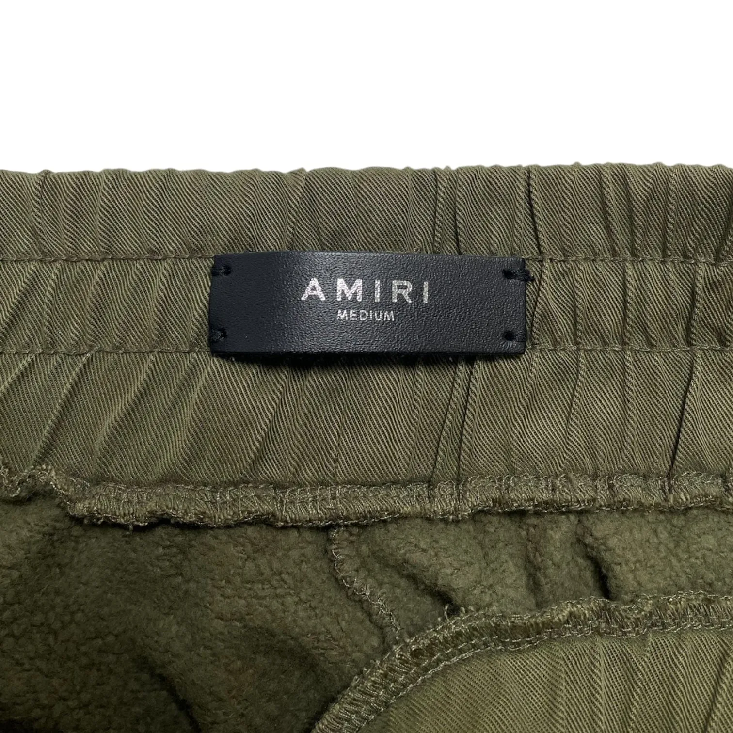 Amiri MX1 Tonal Leather Patch Sweatpants Olive Green