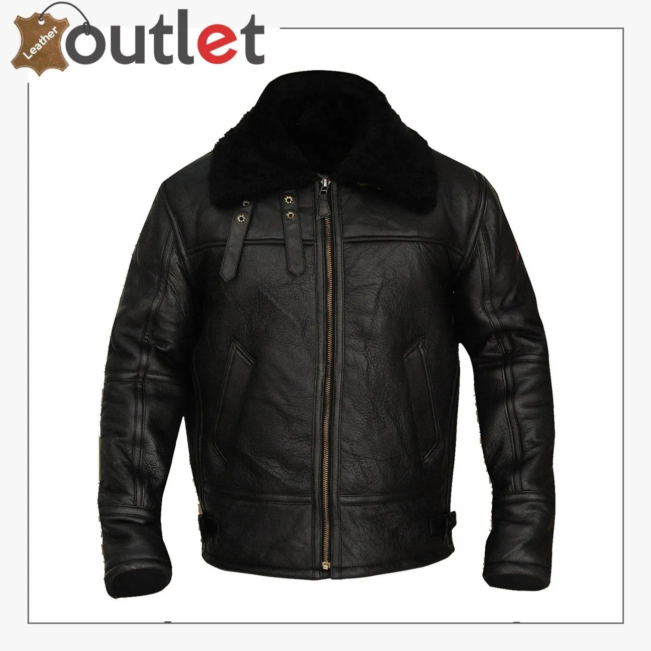 B3 Aviator Bomber Sheepskin Black Jacket