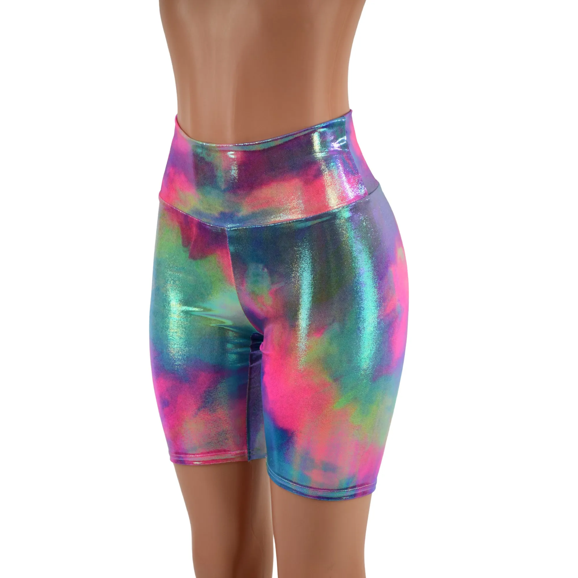 Cotton Candy Holographic Bike Shorts