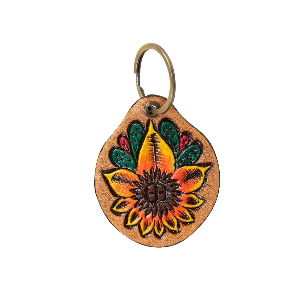 Desert Daffodil Hand-Tooled Key Fob