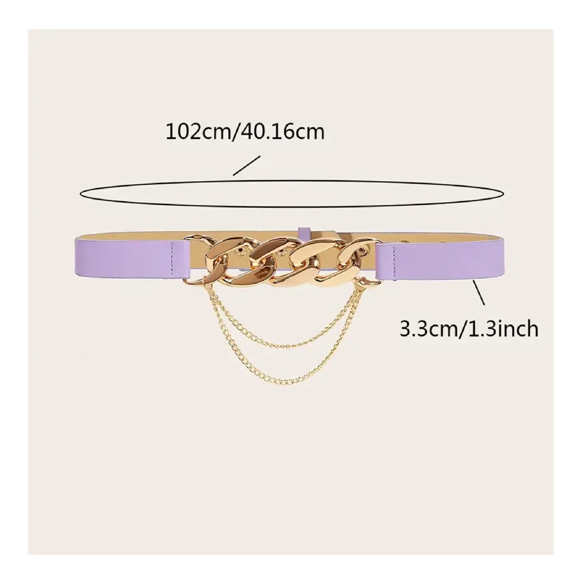 Elastic Belts With Chain Decor For Women Elastic Belt Faux Leather Stretchy Metal Buckle Fabric Cinch Waist Belts For Women