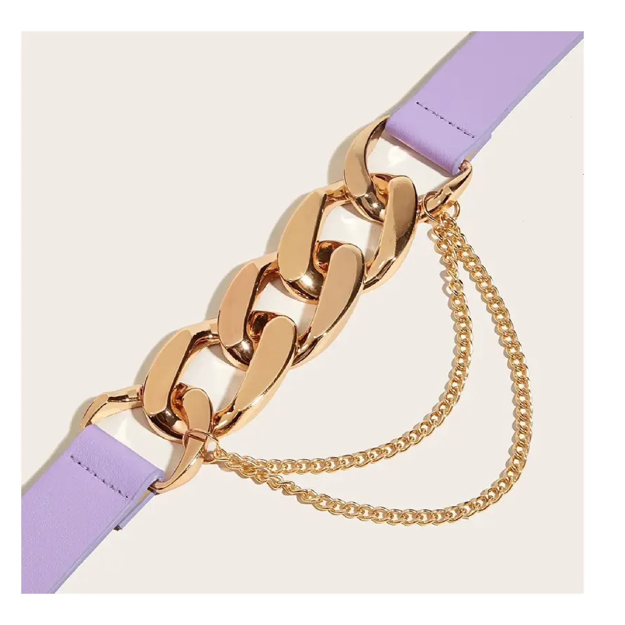 Elastic Belts With Chain Decor For Women Elastic Belt Faux Leather Stretchy Metal Buckle Fabric Cinch Waist Belts For Women