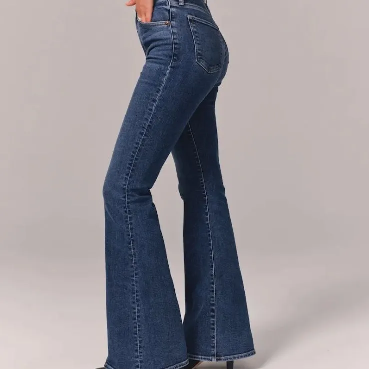 Flare Jeans Pants - Vintage Denim High Waist Stretch