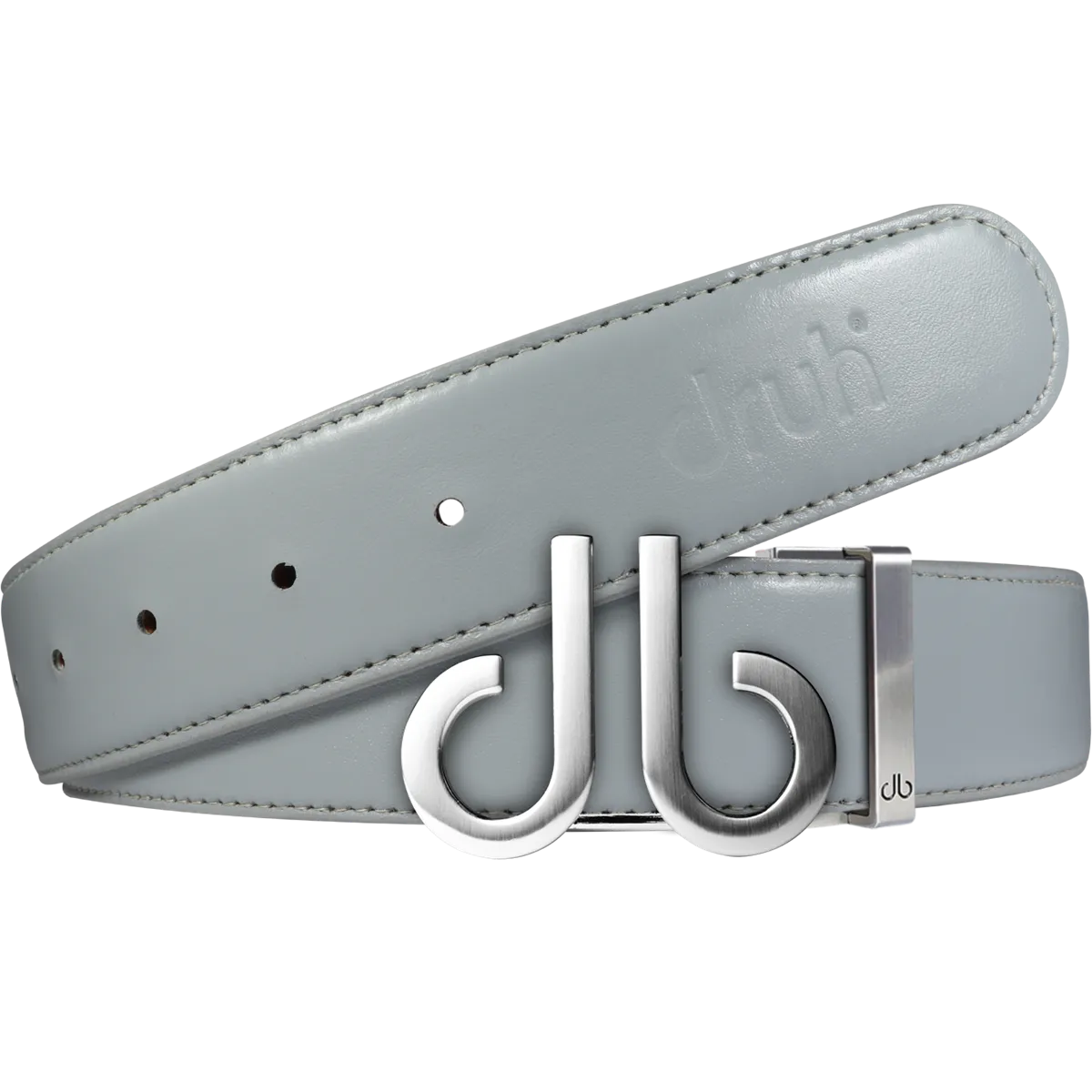 Full Grain Leather Belt in Grey with Brushed Silver ‘db’ Icon Buckle