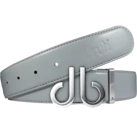 Full Grain Leather Belt in Grey with Brushed Silver ‘db’ Icon Buckle