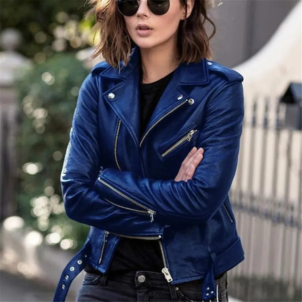 Funki Buys | Jackets | Women's Classic Faux Leather Zip Jacket