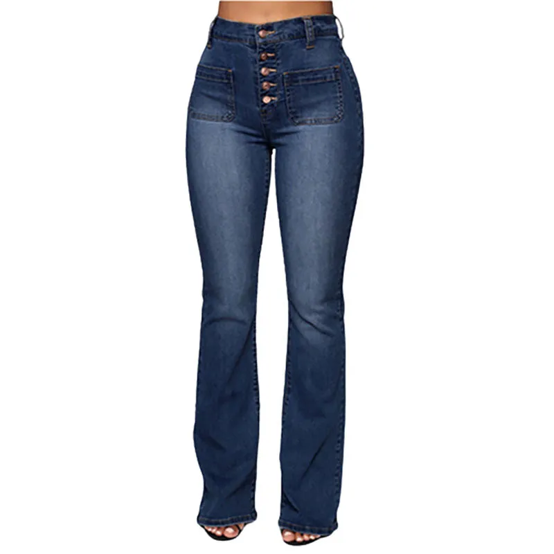 Funki Buys | Pants | Women's High Waist Button Fly Fitted Jeans