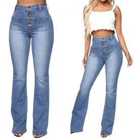 Funki Buys | Pants | Women's High Waist Button Fly Fitted Jeans