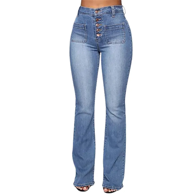 Funki Buys | Pants | Women's High Waist Button Fly Fitted Jeans