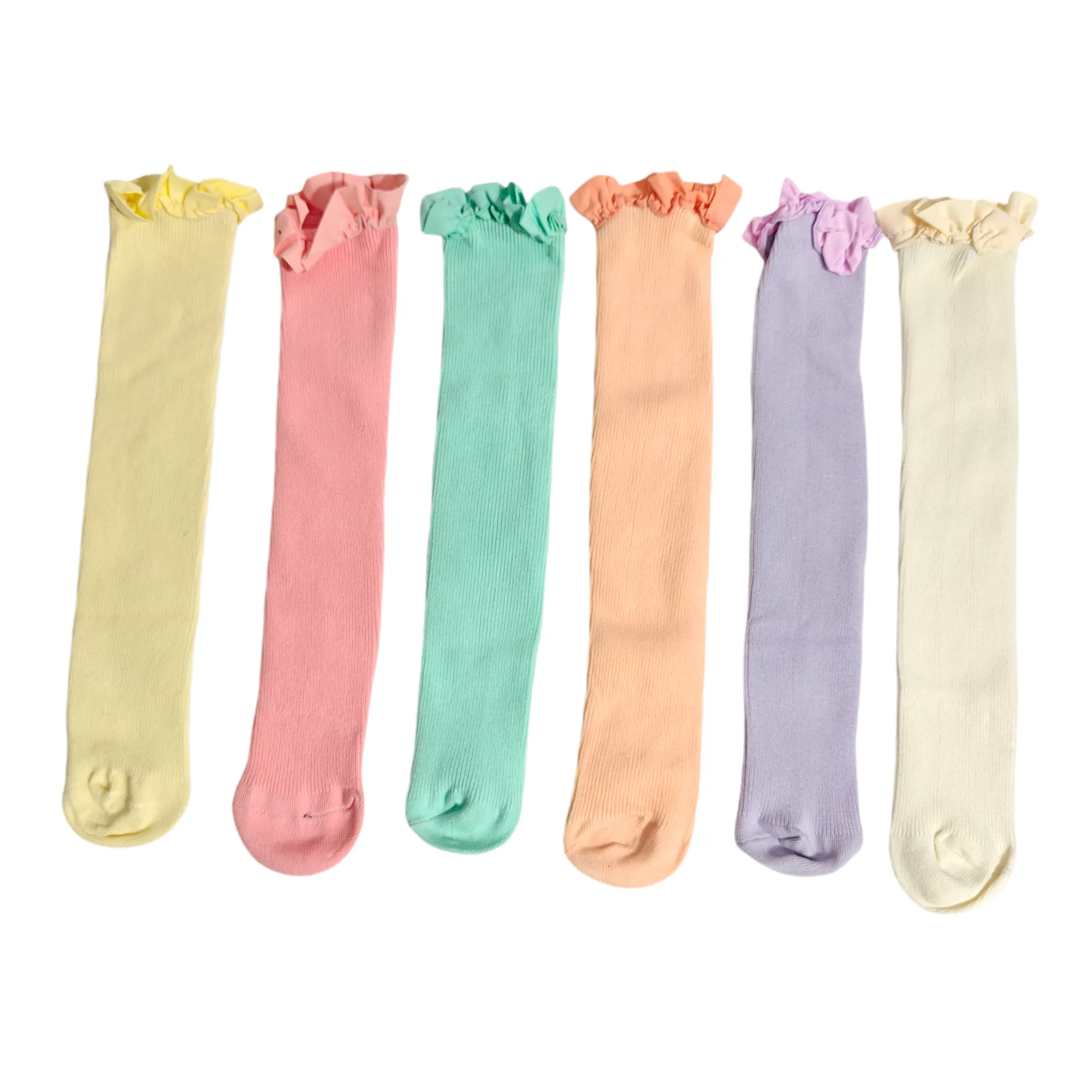 GIRLS' RUFFLED KOREAN STYLE FREE SIZE LONG SOCKS