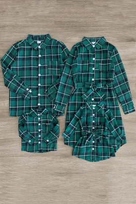 Green & Black Plaid Family Shirt & Dress