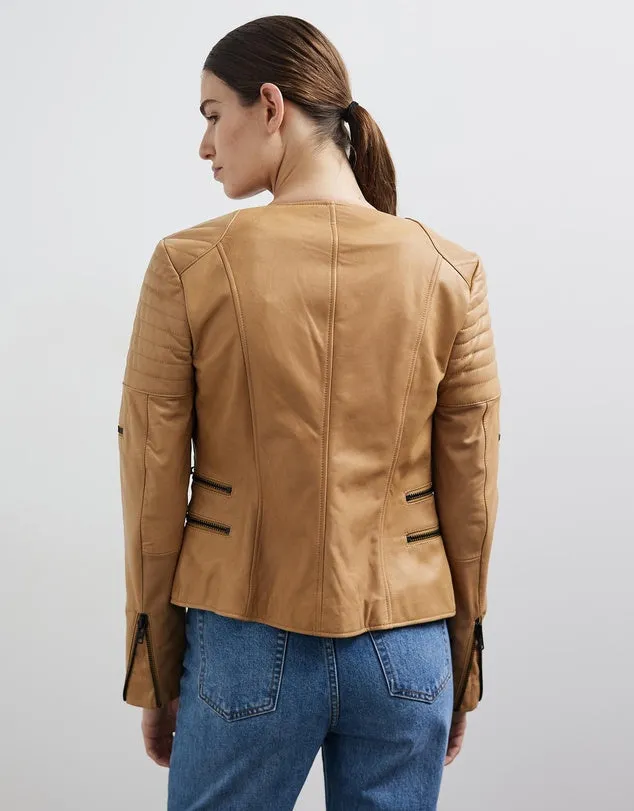 Greenwich Street Motor Jacket Camel Leather