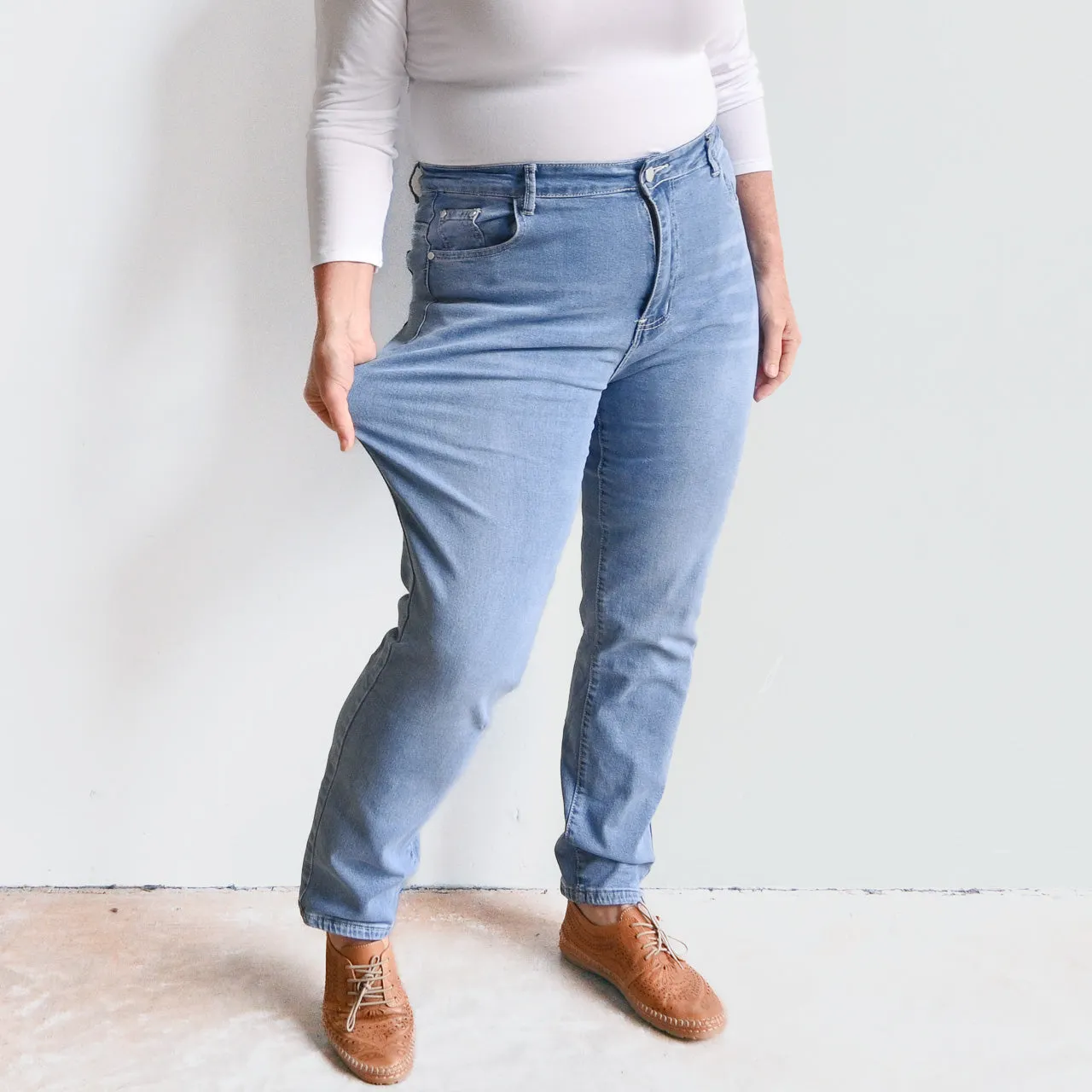 High-Waist Stretch Denim Jeans