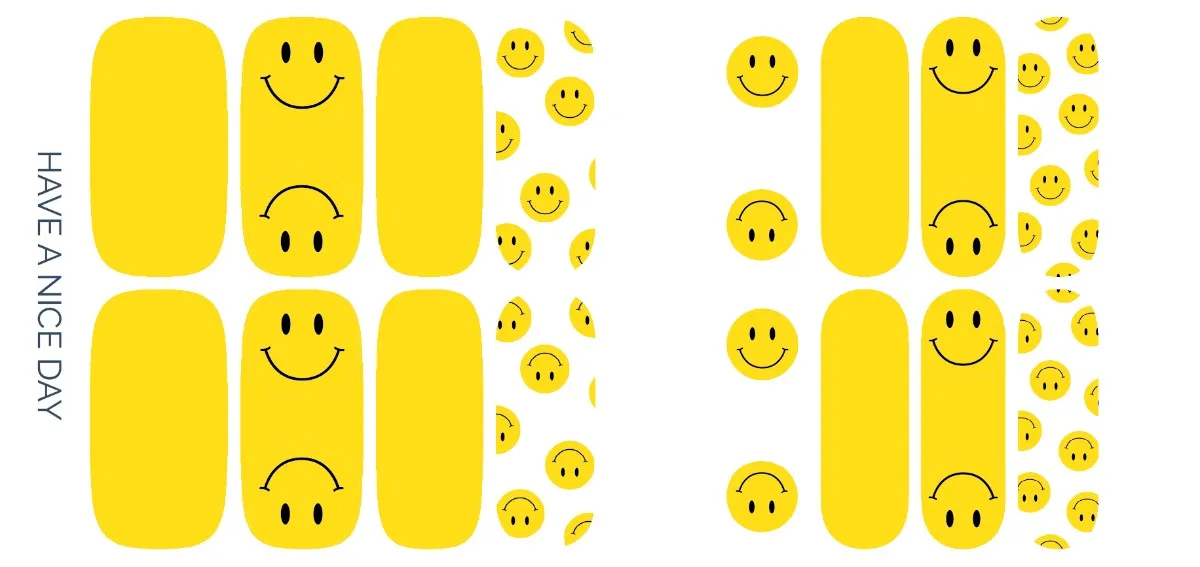 Ivy & Ash | Have A Nice Day | Yellow & White Smiley Face Nail Wrap