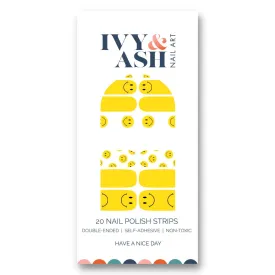 Ivy & Ash | Have A Nice Day | Yellow & White Smiley Face Nail Wrap