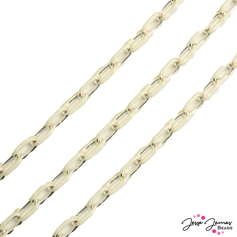 JJB Enamel Paperclip Chain in Coconut Milk