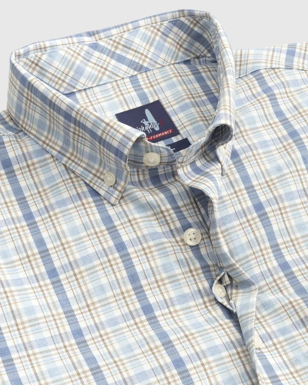 Johnnie-O Hackel Performance Button Up Shirt in Maliblu