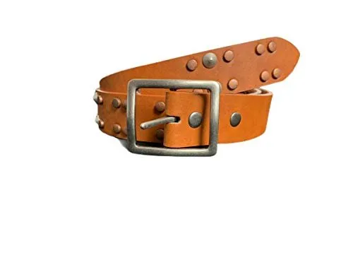 Kamberley Genuine Leather, Two Tone Studded Leather Belt