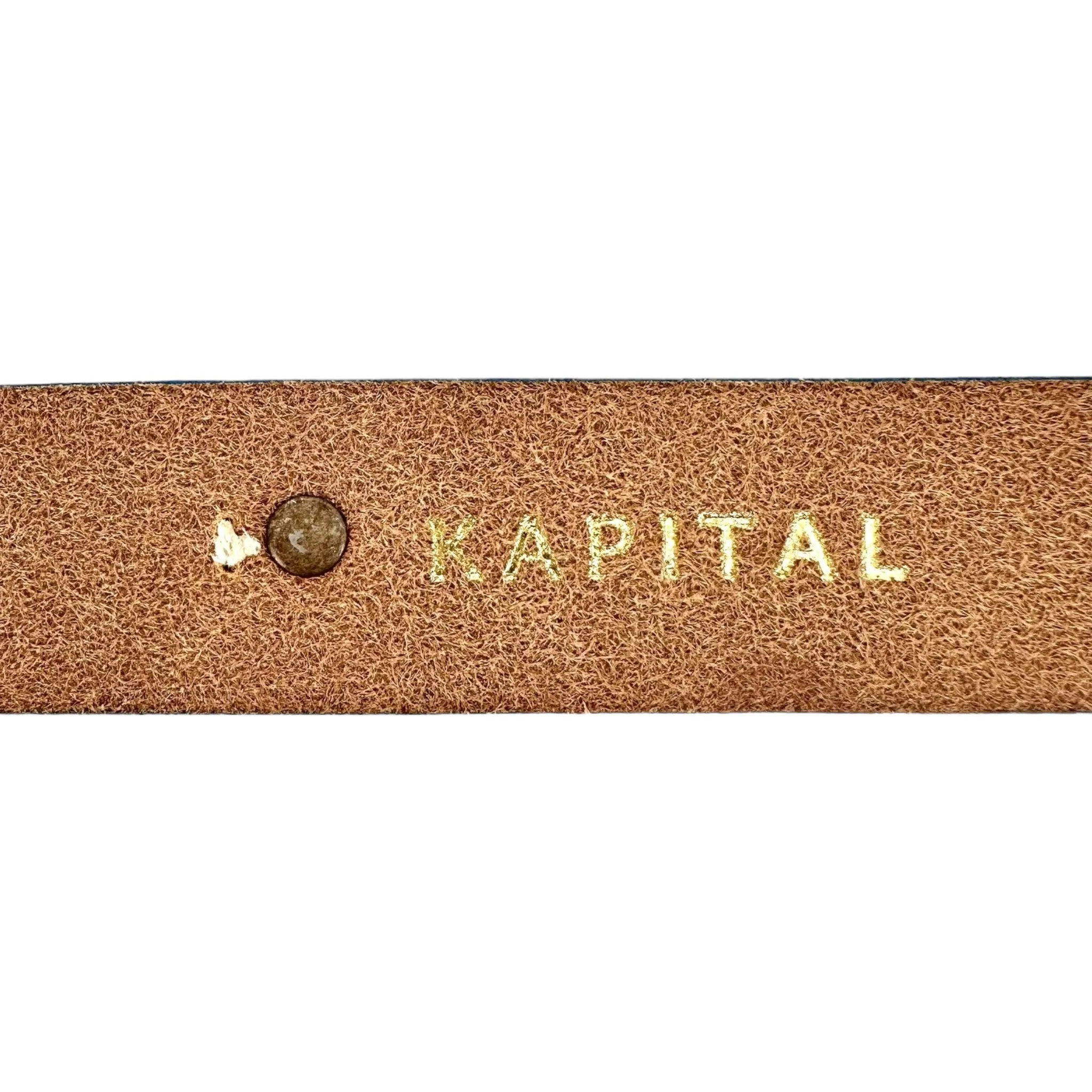 Kapital Oil Leather Studded Disco Buckle Belt Blue