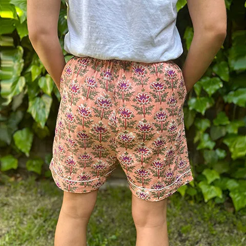 Maharaja Block Print Peach Shorts