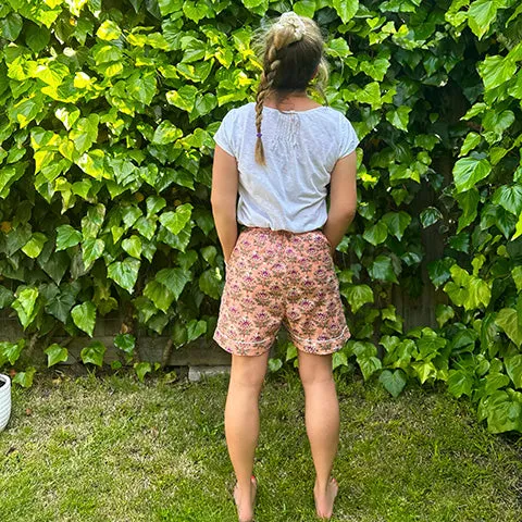 Maharaja Block Print Peach Shorts