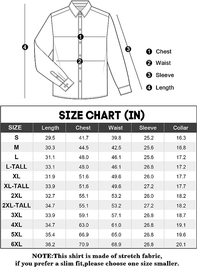 Men's Dress Shirts Wrinkle-Free Long Sleeve Stretch Solid Formal Business Button Down Shirt with Pocket - Silver