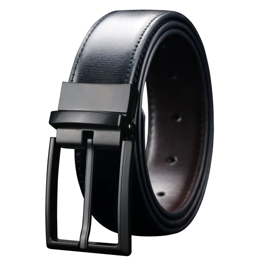 Mens Reversible Leather Belt, Dress Casual Belts for Men, One Belt Reverse for 2 Sides