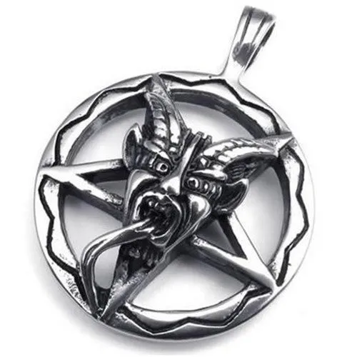 Metal Baphomet Inverted Pentagram Pendant Stainless Steel