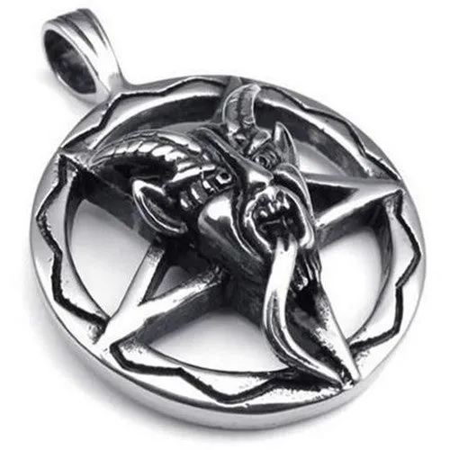 Metal Baphomet Inverted Pentagram Pendant Stainless Steel