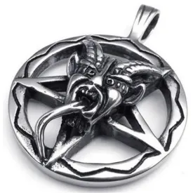 Metal Baphomet Inverted Pentagram Pendant Stainless Steel