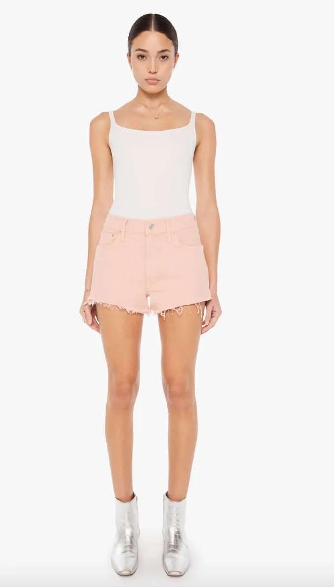 Mother Denim Dodger Short Fray Peach Parfait