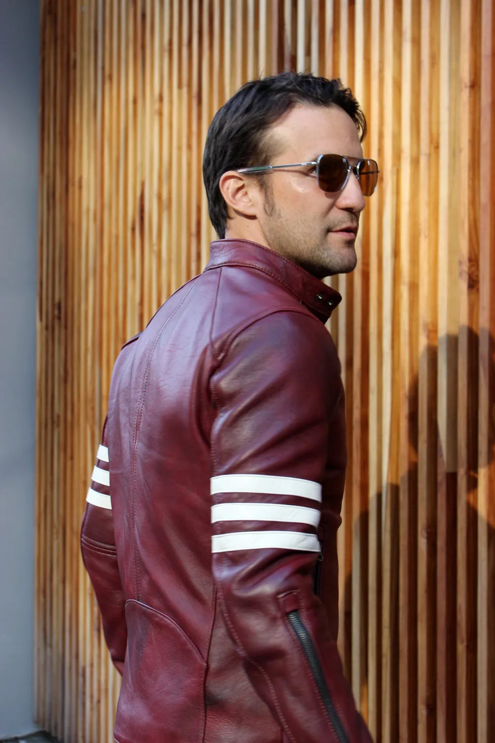 MUSTANG EX Leather Jacket - Special Edition - Mahogany - Stripes