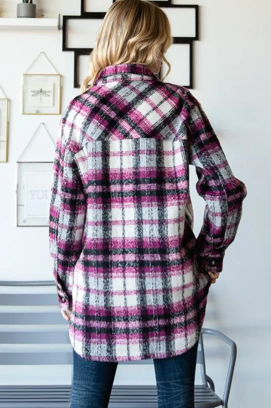 Pink Plaid Long Shacket