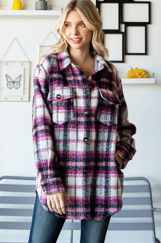 Pink Plaid Long Shacket