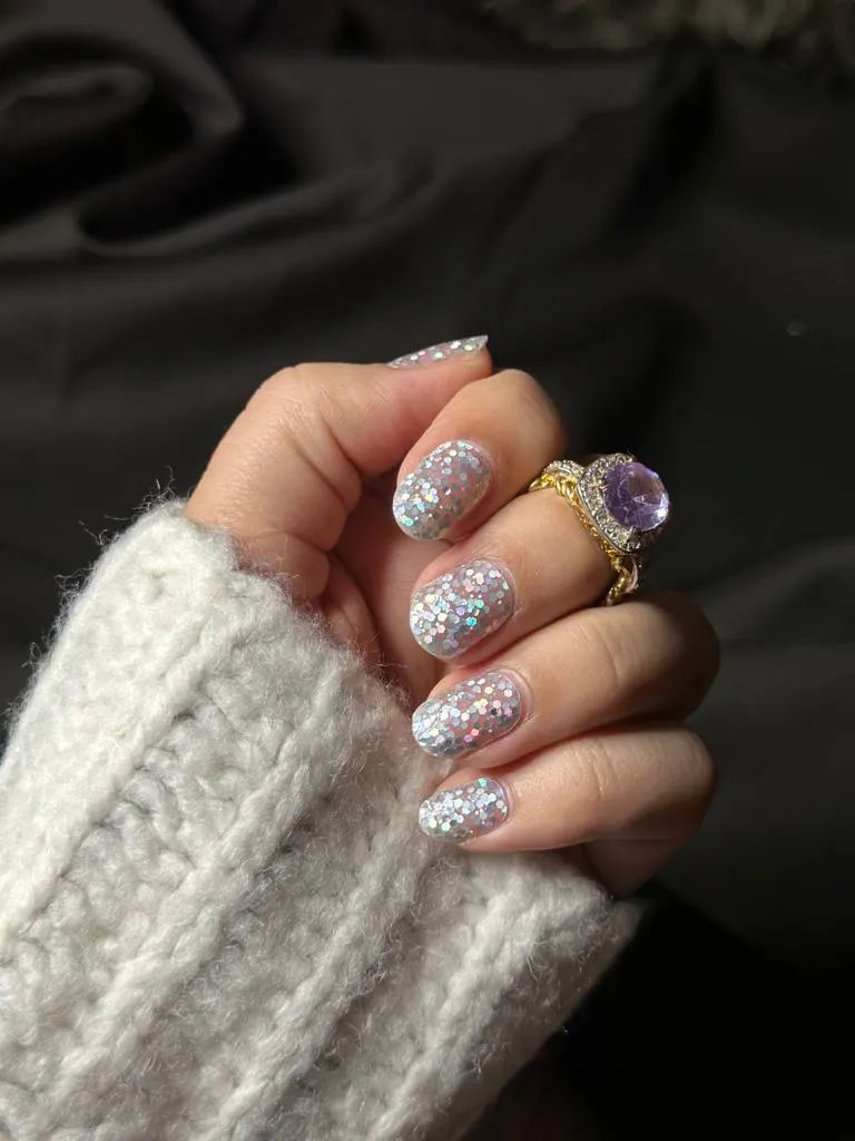 Silver Glitter Nails - Nail Wraps (Standard)