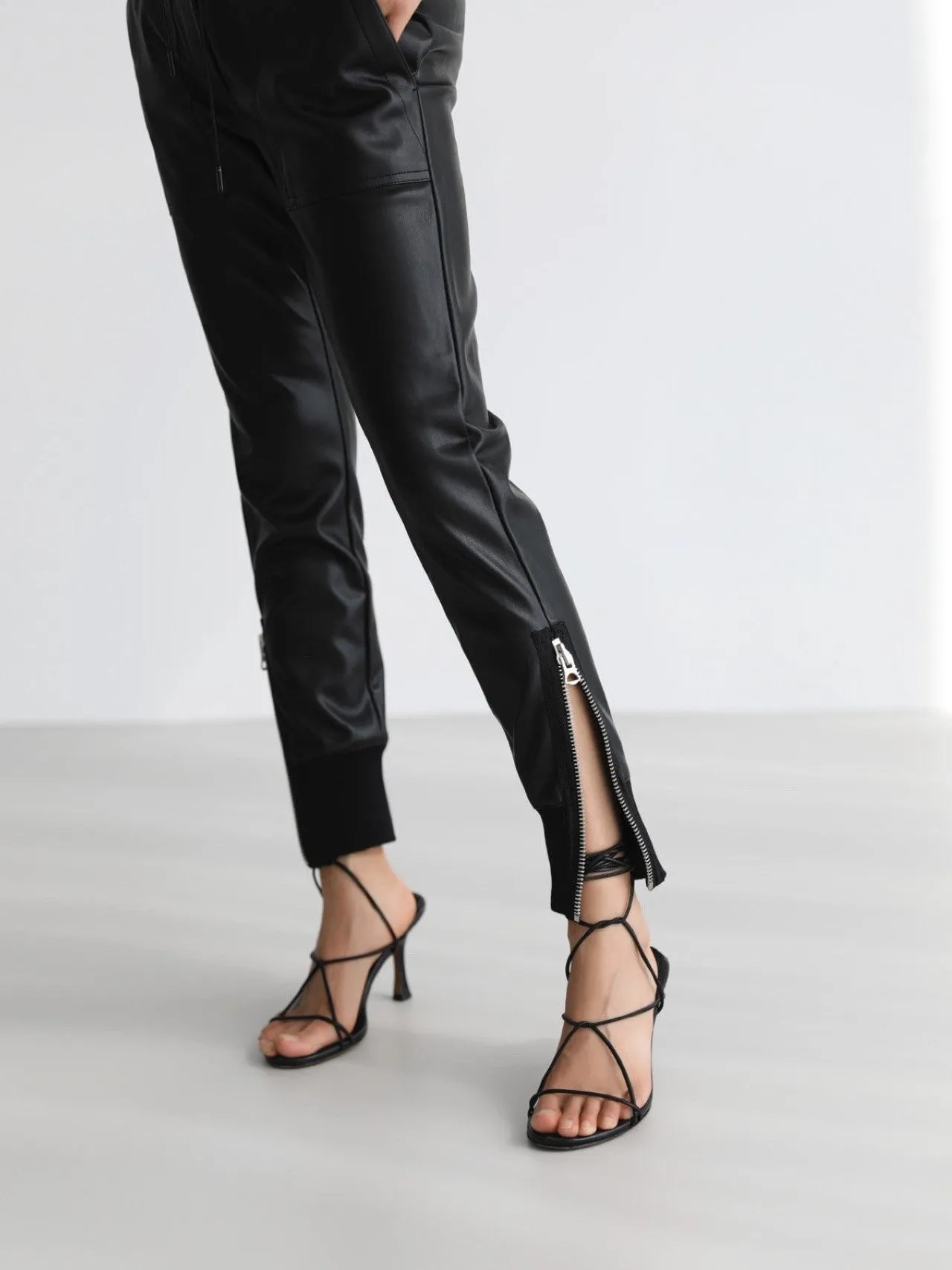 SOFT VEGAN LEATHER JOGGER PANTS