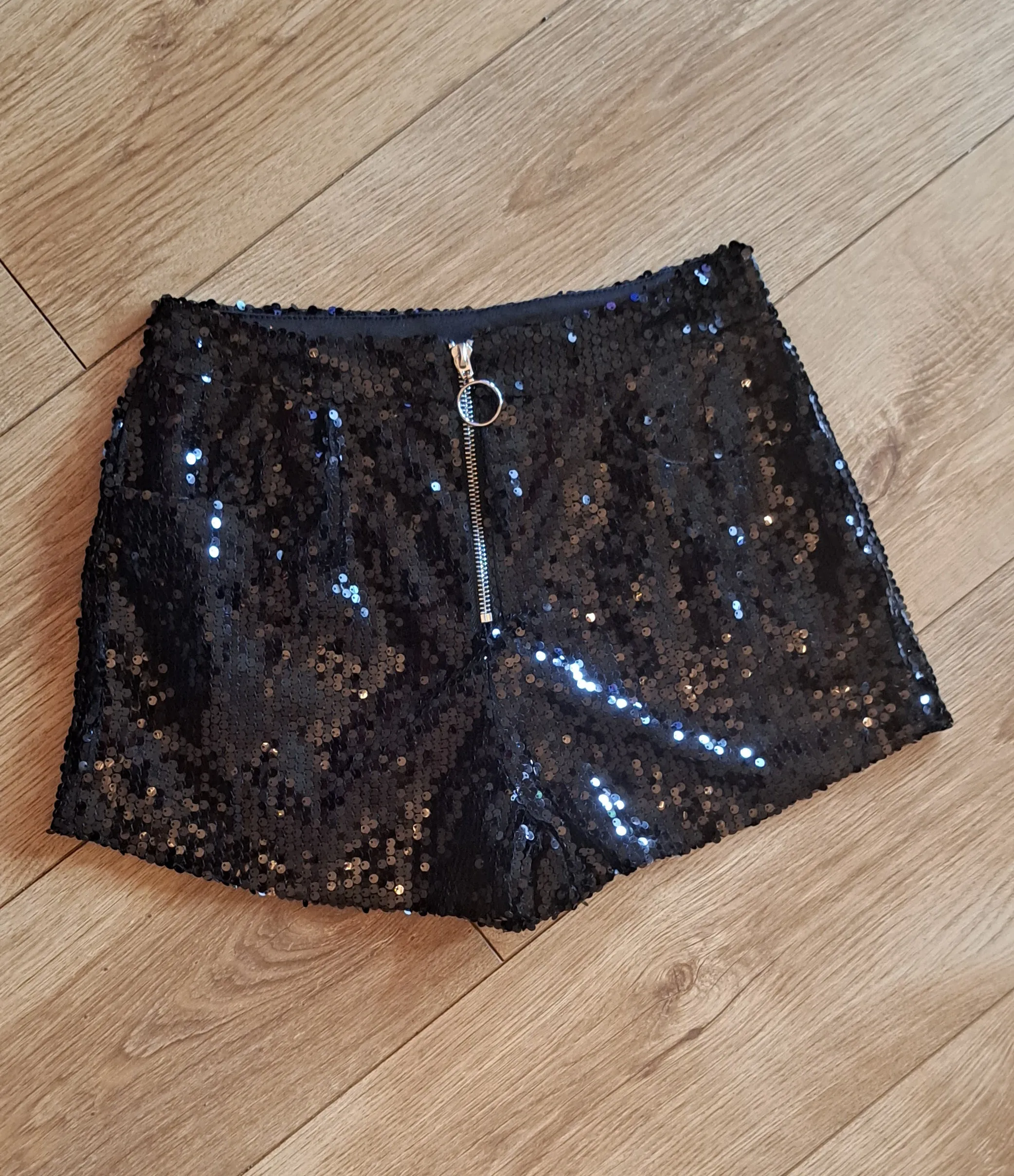 Sparkly Sequin Zip Up Shorts