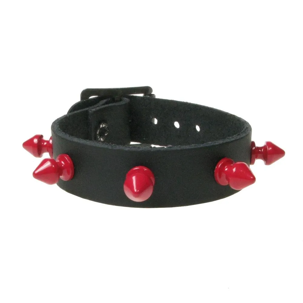 Spiked Collar Black With Red  Spikes