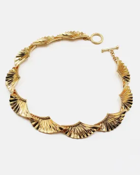 Textured Metal Fan Necklace