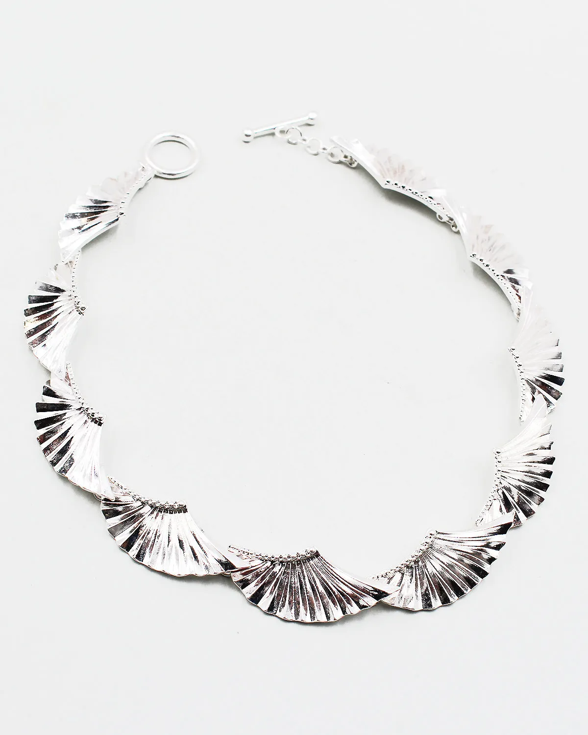 Textured Metal Fan Necklace