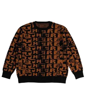 There - Torn Jacquard Knit Sweater (Black/Red)