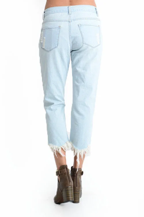 Torn Low-Rise Boyfriend Jeans