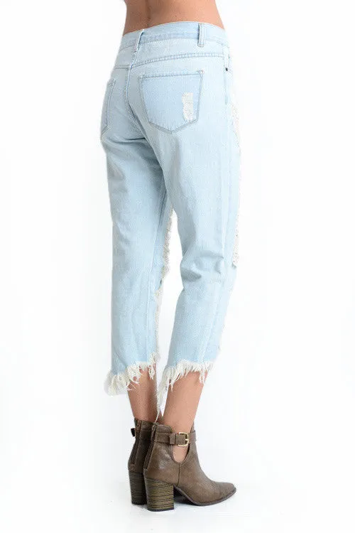 Torn Low-Rise Boyfriend Jeans