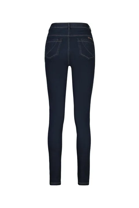 Vassalli - Skinny Leg Full Length Basket Weave Jean-Indigo Denim