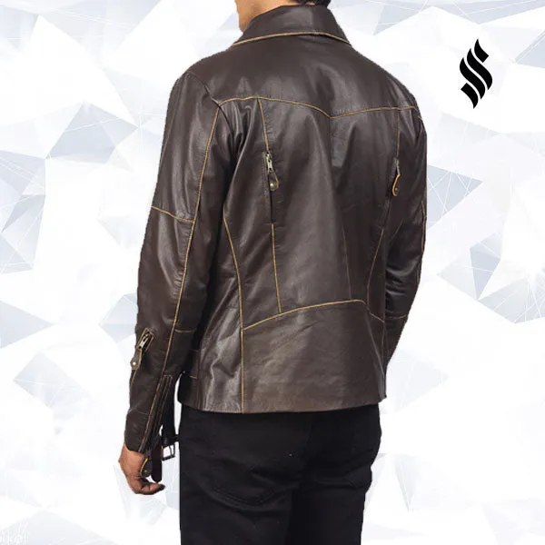 Vincent Brown Leather Biker Jacket