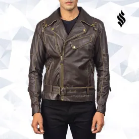 Vincent Brown Leather Biker Jacket