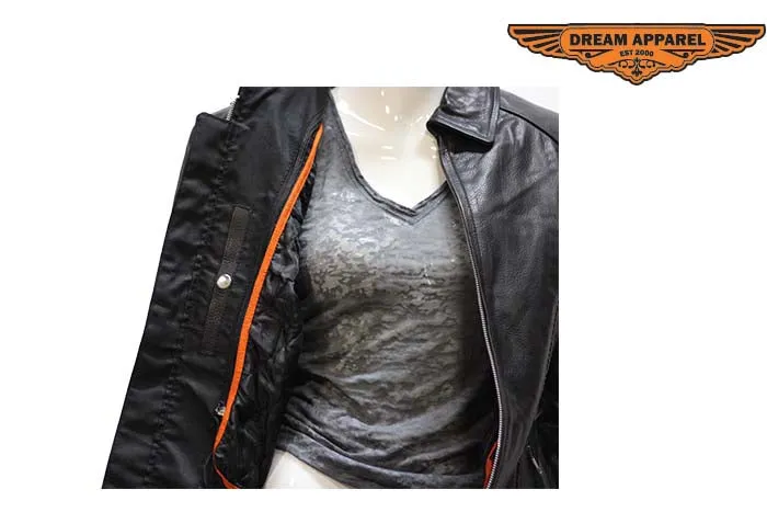 Womens Light Weight Leather Motorcycle Jacket